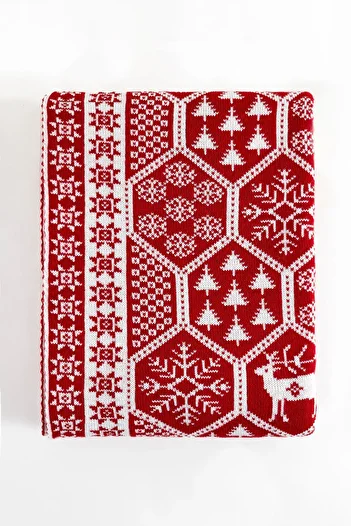 Koza Home Destino Red New Year Christmas Patterned TV Blanket 130x170 2023