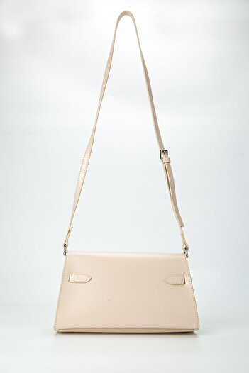 minebag Women's Crossbody Bag - Faux Leather, Vojta Lock Detail, Cream