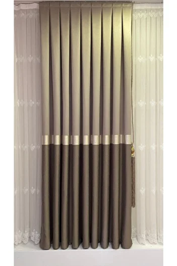 Fon Dünyası Panel Background Curtain Cappucino Ecru (Single Wing)