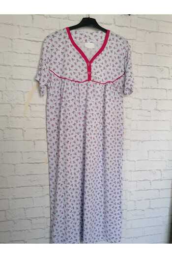 anne moda ankara Short Sleeve Full Summer Thin Cotton Nightgown