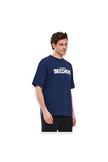 SKECHERS S241070 Графічна футболка з рукавами Lacivert Erkek