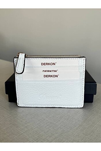 DERKON Λευκό Γνήσιο Δέρμα - Πορτοφόλι με φερμουάρ, Γυναικείο και Ανδρικό Μοντέλο City