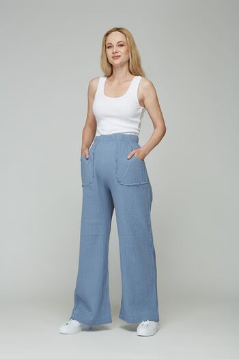 Motherway Muslin Color Elastic Trousers for Pregnant Women