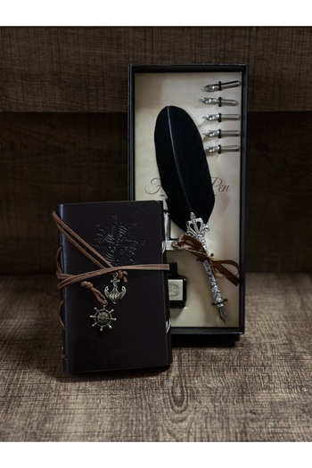 CAVAŞ sun hat Divit Inkwell Pen Compass Patterned Antique Notebook Set