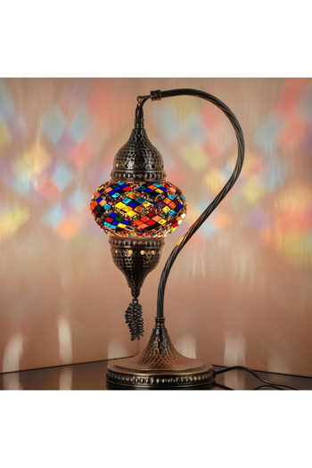 Demmex Gooseneck 40cm - 100% Handcrafted Authentic Turkish Lamp and Moroccan Mosaic Table Bedside