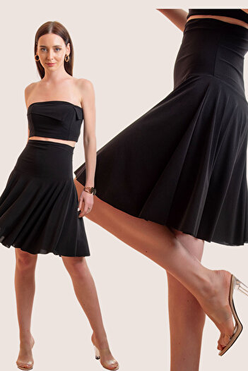 Laranor Super High Waist Flared Skirt - Corsage Detailed, Day and Night Elegant