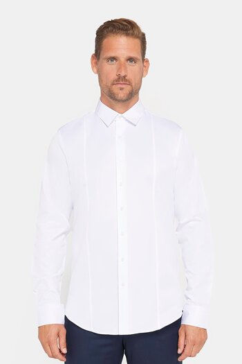 Tudors Біла сорочка з бавовни Slim Fit - з довгими рукавами, з петлями спереду