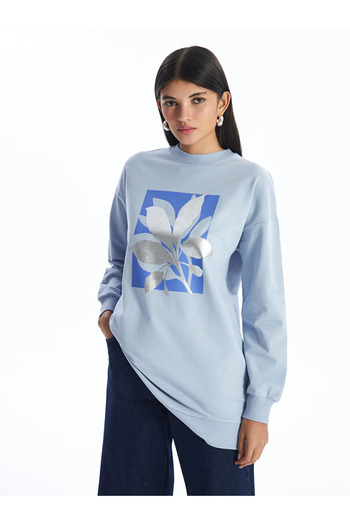 LC Waikiki LCW Modest - Crew Neck Printed Women's Sweatshirt Tunik
