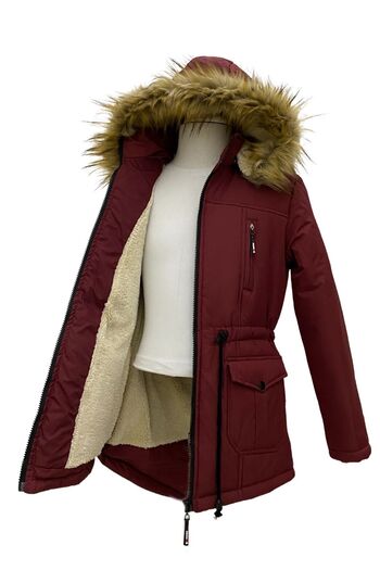 Asortik Kids Jachetă impermeabilă pentru copii, unisex, căptușită cu blană artificială, cu glugă detașabilă