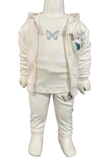 Aziz Bebe 3215 Model Ecru 3-Piece Baby Set