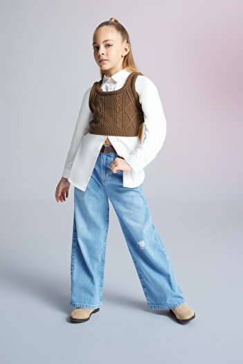 DeFacto Girl's Strap Knitwear Sweater - A6032a823au