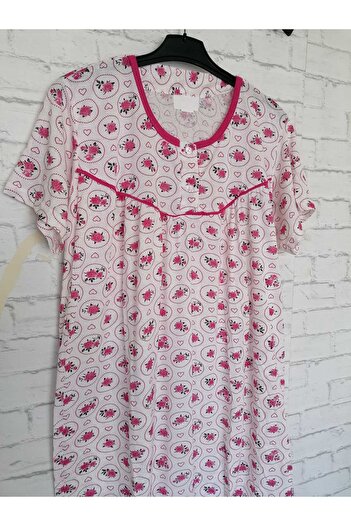 anne moda ankara Short Sleeve Full Summer Thin Cotton Nightgown