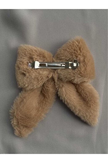 DD accessories Καφέ βελούδινο φιόγκο μεγάλο κλιπ αγκράφα