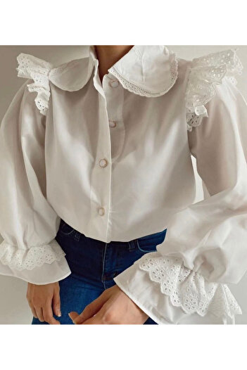 Ekim Store Vintage Baby Collar White Shirt