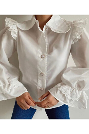 Ekim Store Vintage Baby Collar White Shirt