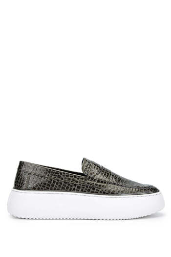Tamer Tanca Anthracite Color Women's Vegan Loafer Shoes