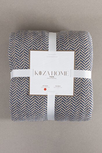 Koza Home Twin Blanket Soft Cotton Double Blanket Brown Blue 200 X 220 5021a