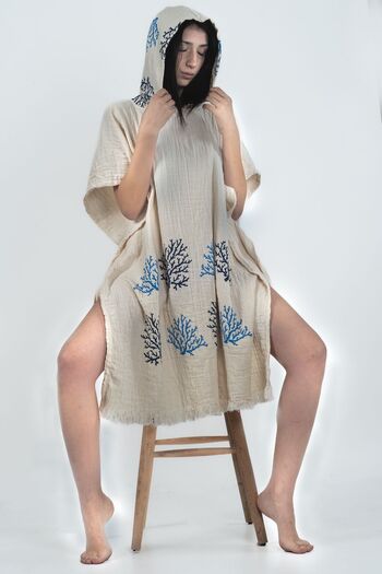 REİNA TEKS Poncho Muslin Fabric Cotton Beach Clothing Wrap Water Absorbent High Oversize Unisex Poncho