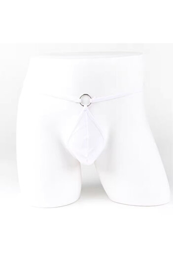 Bacio Fancy White See-Through Ring Tulle Men's String Sexy Men's Underwear