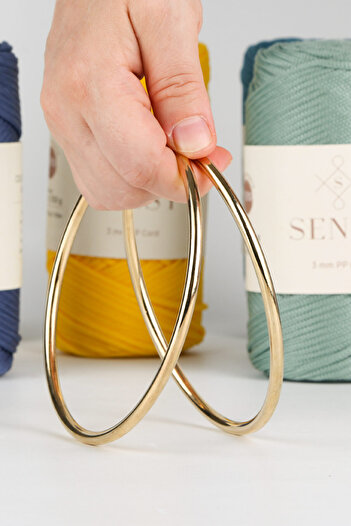 SENSY Yellow Metal Round Ring Bag - 11 Cm