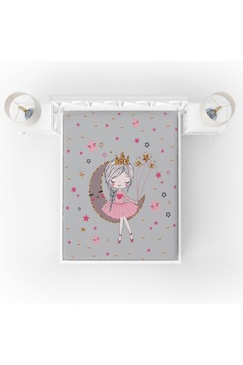 yok yok evim eve dair her şey Girl Gray Single Elastic Sitting on the Moon Bed Sheet