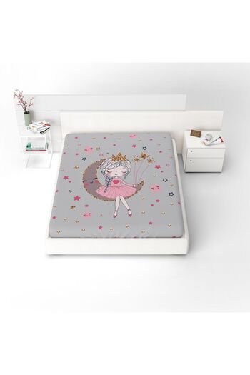 yok yok evim eve dair her şey Girl Gray Single Elastic Sitting on the Moon Bed Sheet