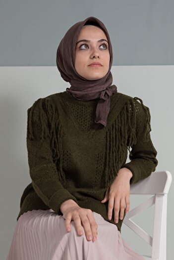 LYRA 105x105cm Brown Plain Cotton Scarf