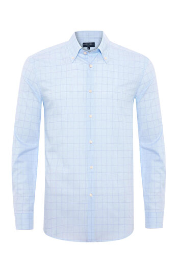 Germirli Albini Natural Stretch - Blue Patterned, Tailor Fit Organic Cotton Shirt