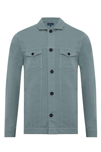 Germirli Cotton Linen Vintage Jacket Shirt - Mineral Green with Fillet Pocket
