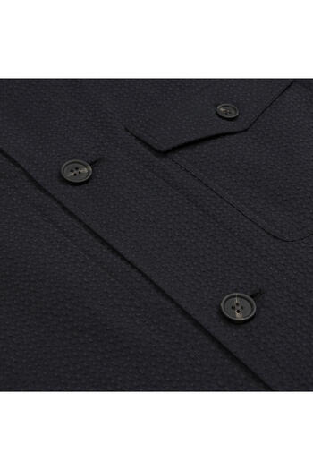 Germirli Beyoğlu Tailor Fit Seersucker Jacket Shirt - Black Cotton