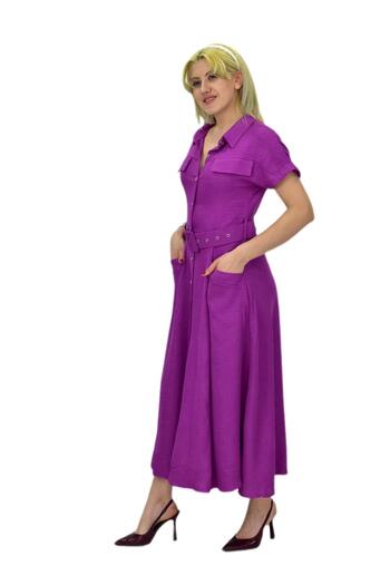 Woow Women's Belted Dress with Pockets - Ayrobin BGL-ST03776