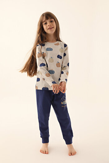 Rolypoly Kız Çocuk Bej Uzun Kol Pijama Takım
