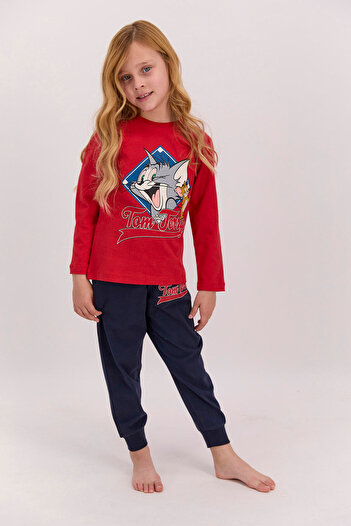 Tom and Jerry Tom&jarry Lisanslı Kırmızı Kız Çocuk Pijama Takımı