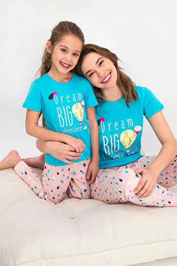 ROLY POLY Rolypoly Dream Big Turquoise Girl's Short Sleeve Pajama Set
