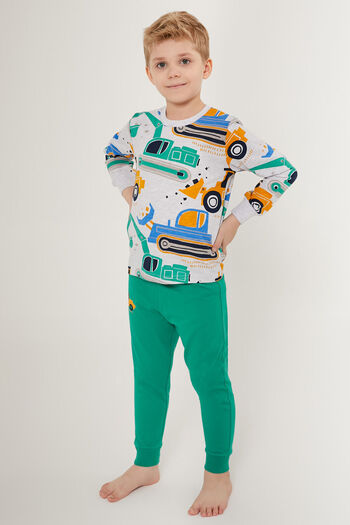 Rolypoly Tractor White Boy Long Sleeve Pajama Set