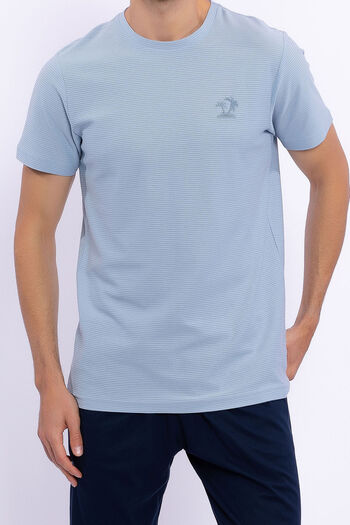 Arnetta Gök Mavi Erkek Slim Fit Bermuda Takım