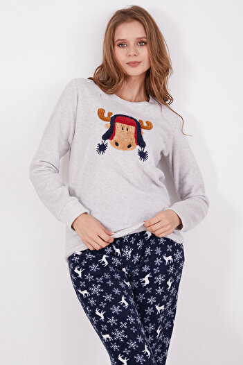 Arnetta Deer Grimelanj Kadın Uzun Kol Pijama Takım