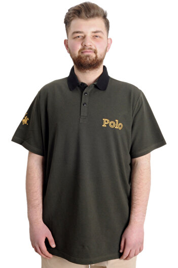 ModeXL Mode Xl Великий розмір Чоловіча футболка Polo Horse 23339 Хакі