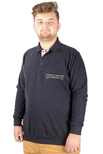 ModeXL Модель Xl Чоловічий світшот-поло Recycle Selanik Афіліація B20418 Lacivert