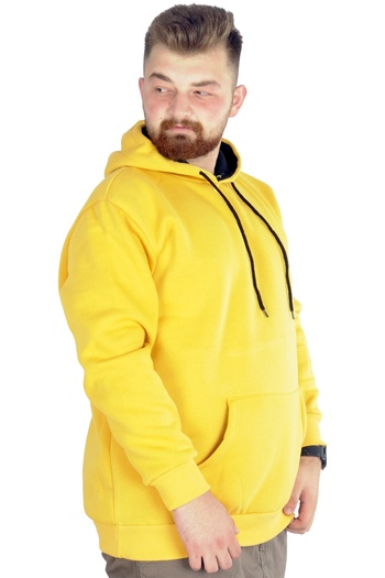 ModeXL Mode Xl Men's Sweatshirt Hooded Pocket Basic 20562 Mustard