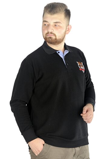 ModeXL Mode Xl Men's Long Sleeve Polo Wild Soul Waffle 22449 Black