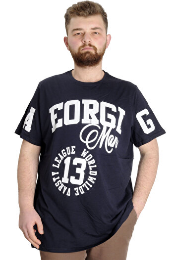 ModeXL Mode Xl Великий розмір Чоловіча футболка Georgıa 23136 Синій