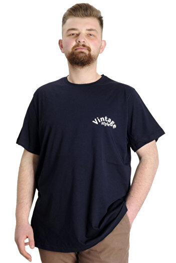 ModeXL Mode Xl Великий розмір Чоловіча футболка Vıntage 23144 Синій