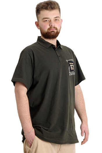 ModeXL Mode Xl Великий розмір Чоловіча футболка Поло з частинами Nyc 23332 Хакі