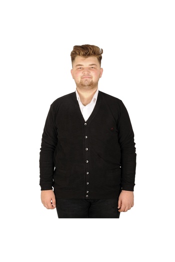ModeXL Mode XL Large Size Men's Cardigan Vanize Thessaloniki Buttoned 20548 Black