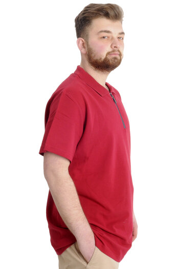 ModeXL Mode XL T-shirt Polo Lycra Zip Collar 21029 Claret Red