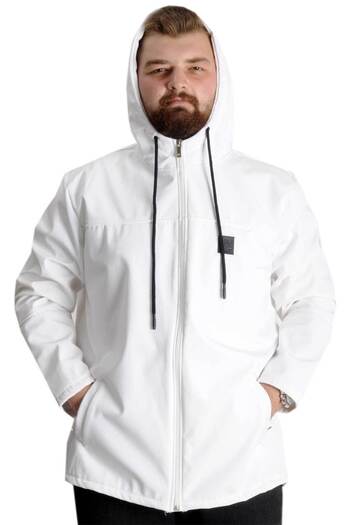 ModeXL Mode Xl Plus Size Men's Hooded Coat Waterproof Softshell 21235 White