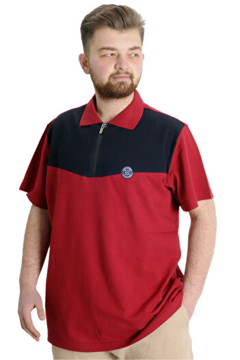 ModeXL Mode Xl Large Size Men's T-shirt Polo Fragmented 23325 Claret Red