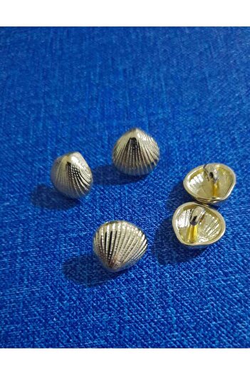 Beyna Yellow Metal Button - Seashell Design, 1 Cm, 1 Pack - 6 Pieces