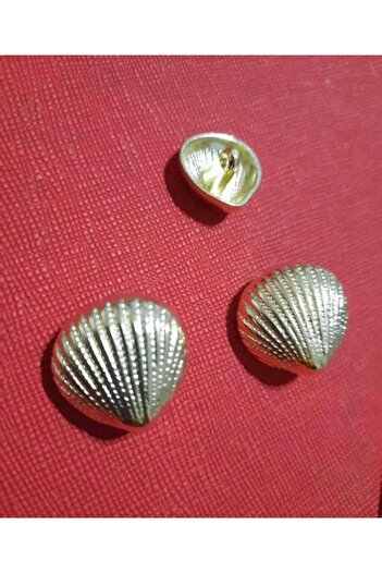 Beyna Yellow Coated Sea Shell Design Metal Button - 1.5 Cm, 1 Pack of 5 Pieces